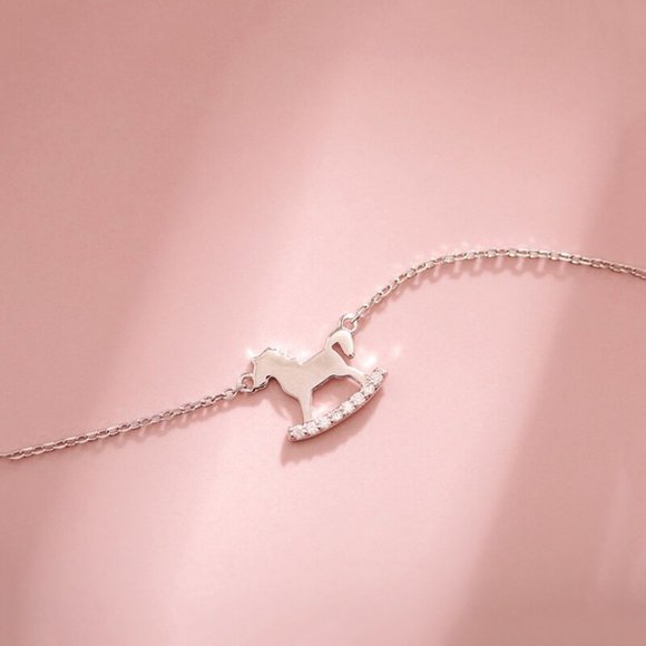 NEW 925 Sterling Silver Diamond Horse Necklace - Picture 8 of 14